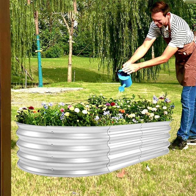 Galvanized Raised Garden Bed Kit - Durable & Aesthetic Raised Garden Bed for Outdoor Gardening, Perfect for Vegetables, Fruits, Flowers, Easy Assembly, 4x2x1 FT (1-Pack)