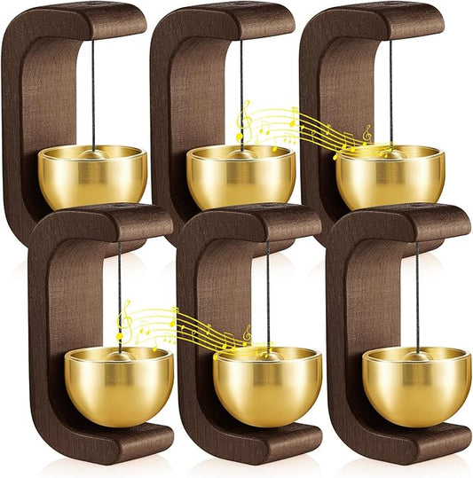 Zonon 6 Pcs Magnetic Wooden Wind Chime Doorbell Decoration Shopkeepers Bell for Door Opening C Shape for Housewarming Gift Refrigerator Room Garden Restaurant (Black Walnut)