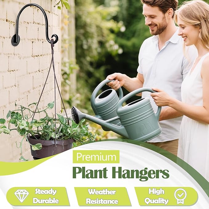 AJART Hanging Plant Hanger Outdoor: Bird Feeder Wall Hooks - 8 Inch Plant Bracket Hook for Hanging Flower Baskets 4 Pieces