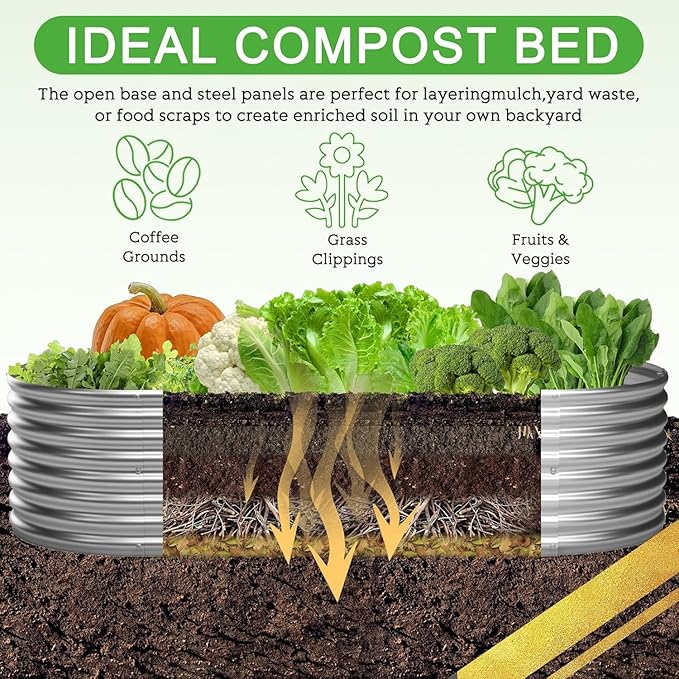 BTDVR 3 PCS 8×4ft Galvanized Raised Garden Bed Outdoor, Metal Raised Beds for Vegetables, Above Ground Garden Box for Flower, Steel Garden Bed for Gardening