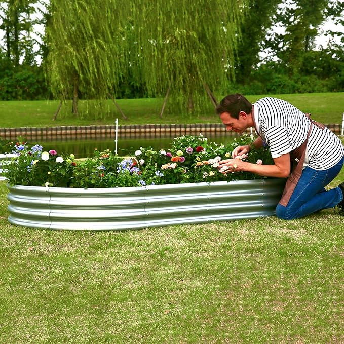 6x3x1 Ft Galvanized Raised Garden Bed, Easy-Assembly Metal Planter for Outdoor Vegetables, Flowers & Herbs