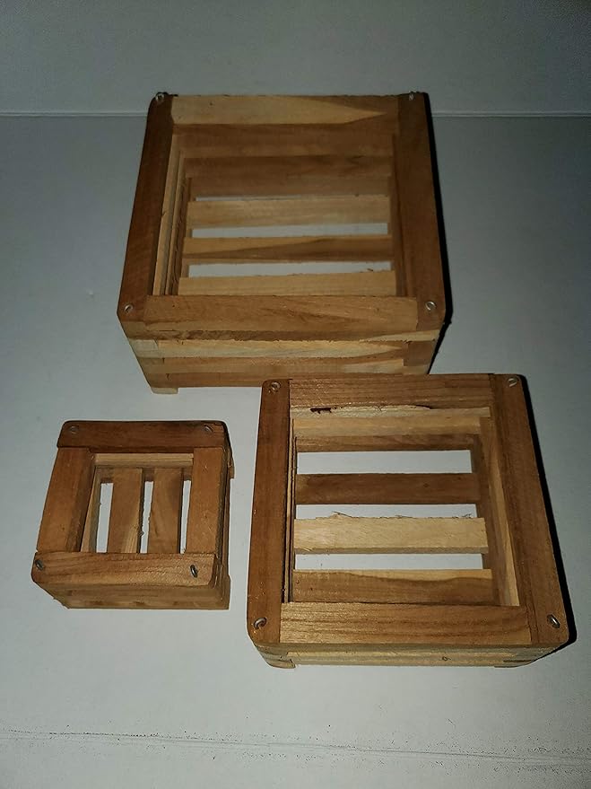 Jim's Orchid Supplies Teak Wood Square Orchid and Plant Baskets Set of 3. 1 Each 4, 6 and 8 Inch with 3-20 inch Hangers.
