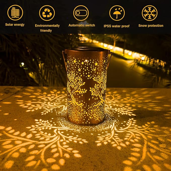 Tree of Life Solar Lanterns Outdoor Waterproof, Birthday Gifts for Women Mom Grandma, Hanging Solar Lights for Yard, Patio, Porch, Garden Decor, Christmas Gifts for Her/Him