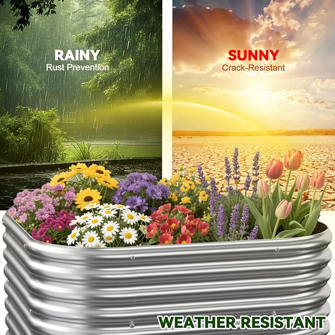 2 Pack Tall Galvanized Raised Garden Bed Outdoor,Metal Raised Garden Beds Kit for Vegetables,Steel Raised Bed for Gardening,Above Ground Garden Box for Flower-2x2FT