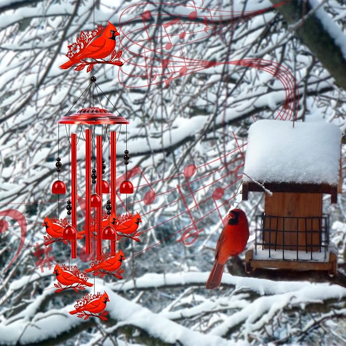 Cardinal Gifts for Women, Cardinal Wind Chimes for Outside, in Memorial Loved One Wind Chimes for Outdoor Garden Patio Yard Decor, Birthday Christmas for Mom Grandma