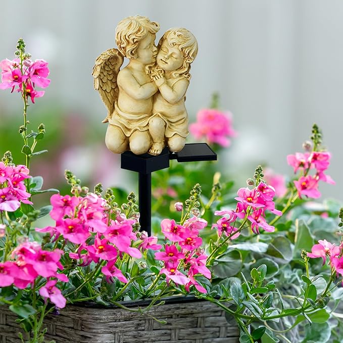 Solar Garden Angel Lights, Waterproof Outdoor Garden Angels Statue Decorations Angels Solar Lights for Cemetery Gravesite Grave Outside Yard Patio Lawn Porch (Baby Angel)