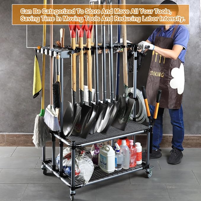 QTJH Durable Yard Tool Storage Rack Garden Tool Organizer for Garage