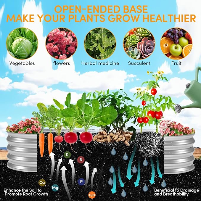 Galvanized Raised Garden Bed Kit - Durable & Aesthetic Raised Garden Bed for Outdoor Gardening, Perfect for Vegetables, Fruits, Flowers, Easy Assembly, 4x2x1 FT (2-Pack)