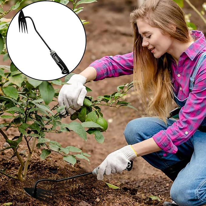 3 pcs Weed Puller Tool Garden Weed Pulling Tool, 2025 New Garden Weed Puller Tools Hand Weeder Tool with Rubber Handle, 4 Teethes Dual Purpose Manual Weeders Tool Weed Pulling Tool for Garden