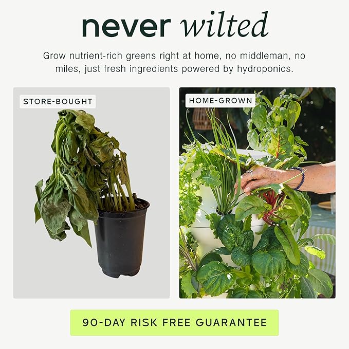 Farmstand Starter Kit with Glow Rings and 12 Seedling Credits | Tiny Hydroponic Growing System Kit | Vertical Garden Planter Tower | 3ft 8in Tall