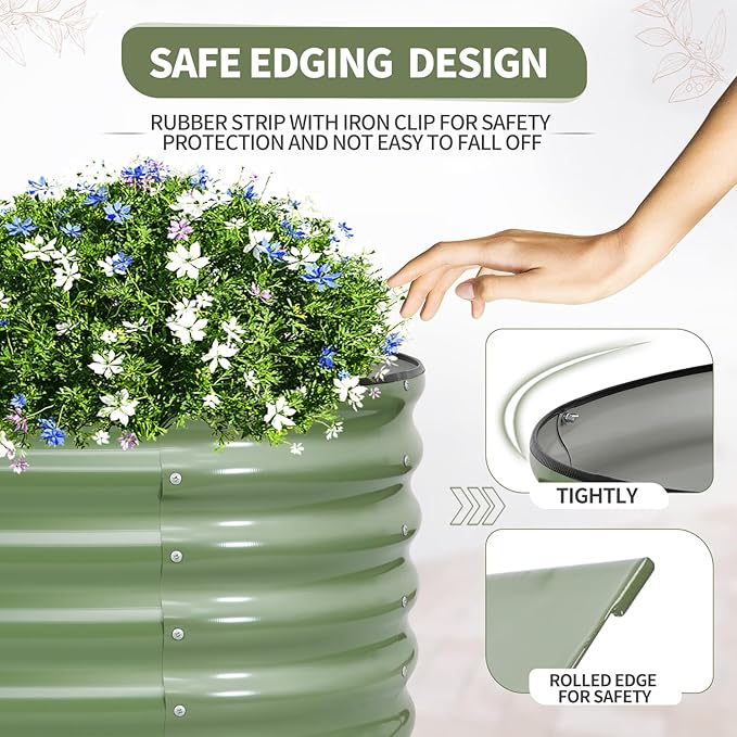 Permade Galvanized Raised Garden Bed Outdoor- Raised Beds for Gardening| Metal Planter Box, Steel Raised Garden Bed Kit with Safety Edging and Gloves for Vegetables, Flower, Herbs (6x2x1.4FT, Green)