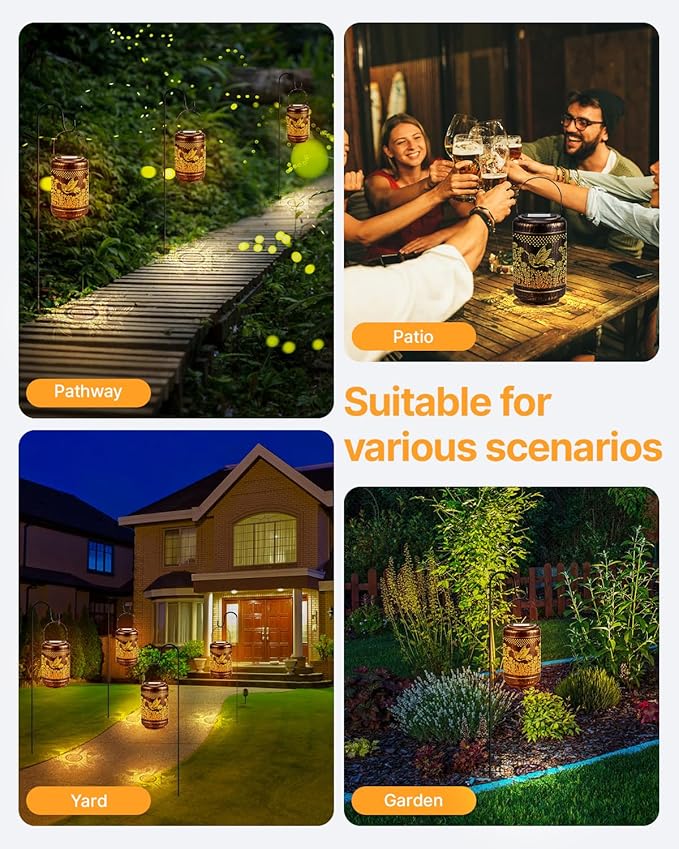 Gifts for Mom Christmas Solar Lanterns Outdoor Waterproof, Mom's Birthday Gifts Solar Lights Garden Decor, Birthday Gifts for Mom Hanging Light Yard Decoration Outdoor, Backyard, Patio, Porch