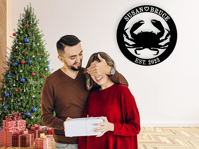 Personalized Metal Beach Crab Sign Custom Metal Crab Sign