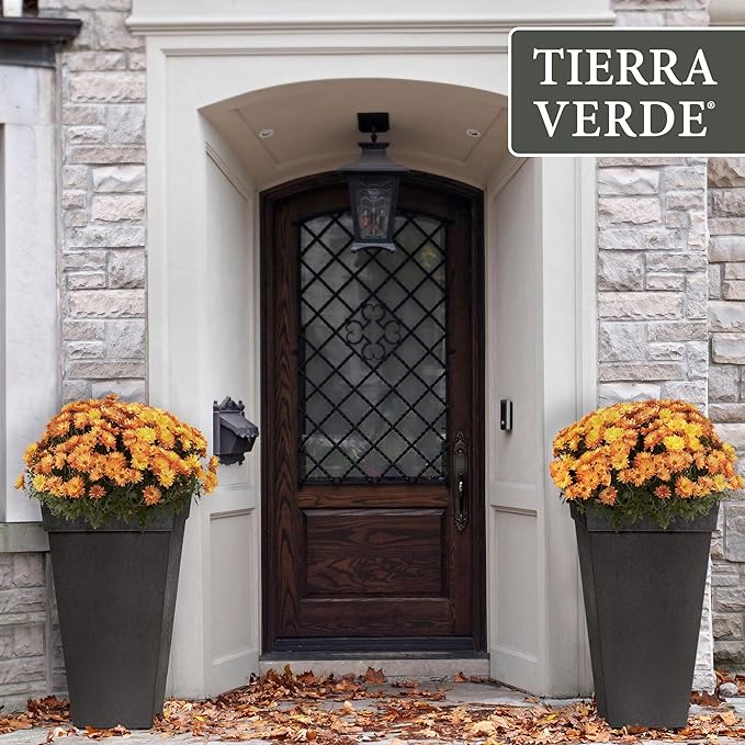 Tierra Verde 2-Pack Indoor & Outdoor Self-Watering Square Planters, Symphony, 15" x 28", Black - Planter Containers for Plants and Flowers - Gardening and Landscaping Accessories