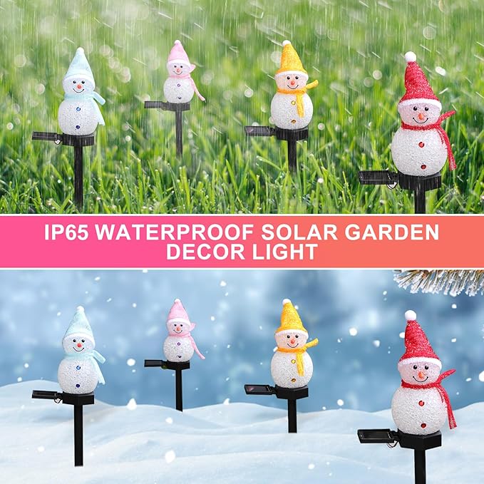 Outdoor Christmas Decorations 2025-Christmas Light Stakes for Yard-Snowman Solar Lights-Snowman Christmas Ornaments for Yard Garden Lawn Landscape Patio Walkway Decor