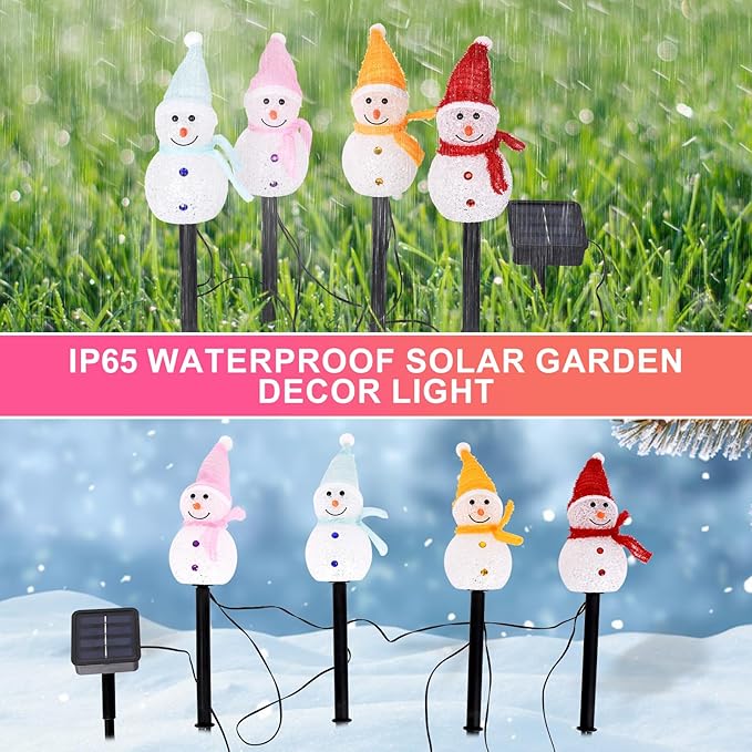 Outdoor Christmas Decorations 2025-Christmas Light Stakes for Yard-Snowman Solar Lights-Snowman Christmas Ornaments for Yard Garden Lawn Landscape Patio Walkway Decor