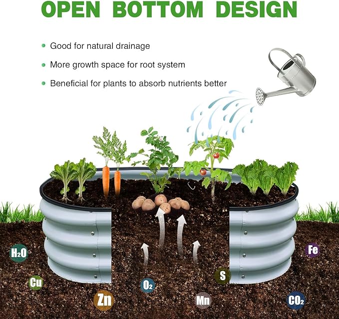 GrowHaus 4x2x1FT Galvanized Raised Garden Bed, Planter Boxes Outdoor Metal Garden Beds for Planting Vegetables Flowers Herbs Silver
