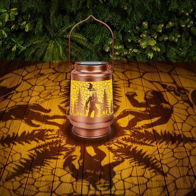 Bigfoot Solar Lanterns Outdoor Waterproof - Wxiben Bigfoot Sasquatch Gifts for Men Dad Grandpa, Big Foot Metal Hanging Solar Lights Lamp, LED Lanterns for Garden Yard Patio Lawn Tabletop Decor