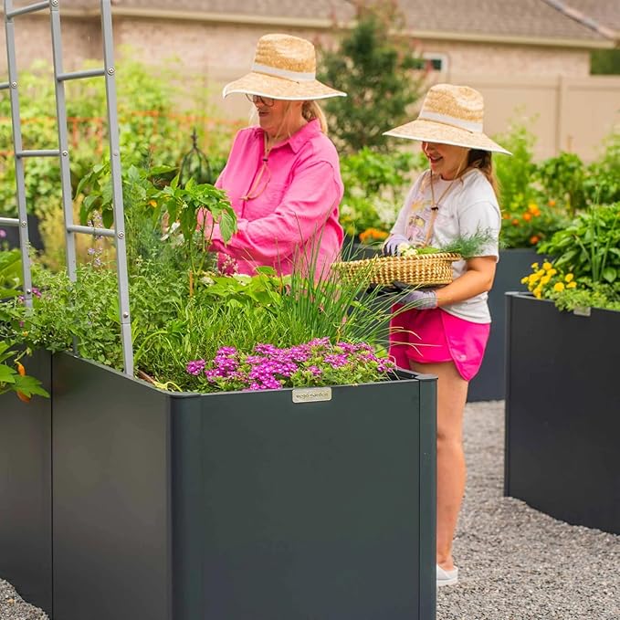Vego garden 32" Extra Tall Raised Garden Bed, 27" x 53" Modern Raised Garden Beds Kit, Metal Planter Box for Vegetables Flowers Fruits, Umber Brown