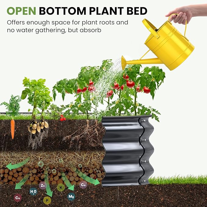 Galvanized Raised Garden Bed, 4x4x1 FT Round Raised Garden Bed for Gardening, Large Metal Planter Box for Vegetables Flower Herb(Midnight Gray)