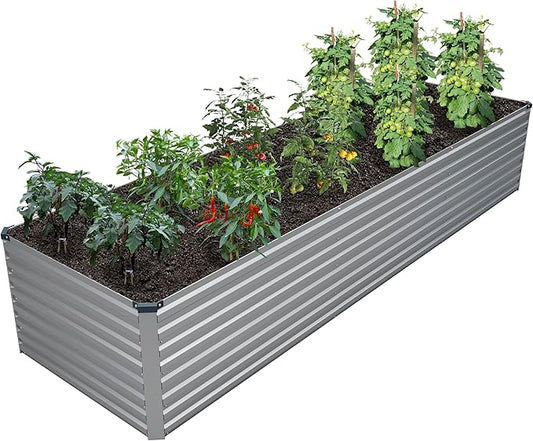 12x2x2FT Galvanized Raised Garden Bed Kit,Vegetable Plant Boxes-Rectangle Metal Flower Box,Large Planter Raised Beds Outdoor Garden for Planting,Fruit,Herb-Silver