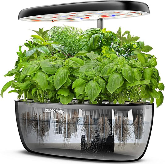 Ahopegarden Indoor Garden Hydroponics Growing System: 12 Pods Plant Germination Kit Garden Kit Growth Lamp Countertop with LED Grow Light Hydrophonic Planter Grower Harvest Vegetable Lettuce