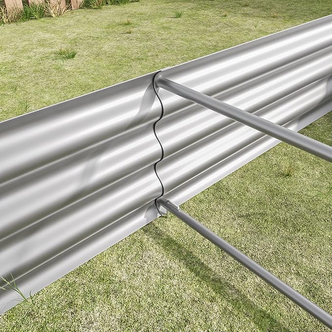 6x3x1ft Raised Garden Bed, Outdoor Galvanized Raised Garden Beds, Metal Raised Beds for Gardening Vegetables Fruits and Flowers, Easy Assembly, 127 Gallon Capacity - Silver