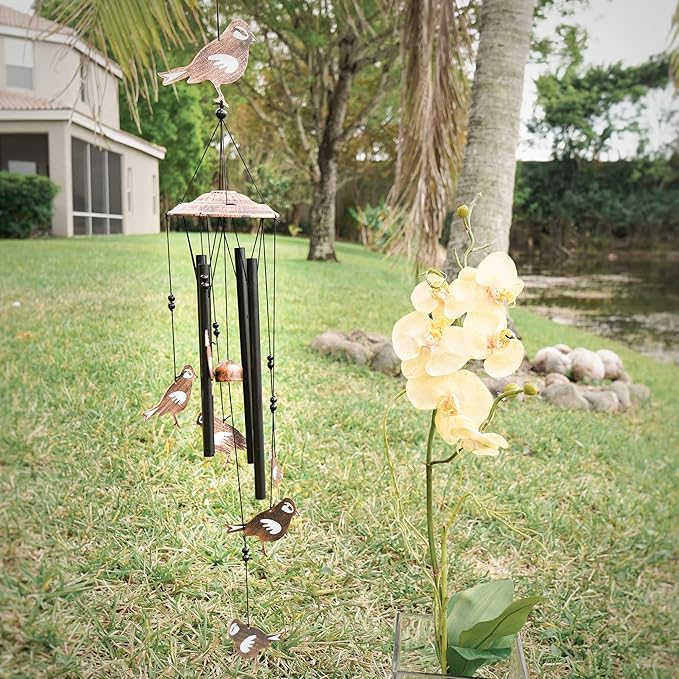 VP Home 32" H Soothing Songbirds Wind Chimes for Outside Unique Songbirds Soothing Windchimes Outdoor Decorations Garden Decor Songbirds Gift for Women, Mom, Grandma, Unisex