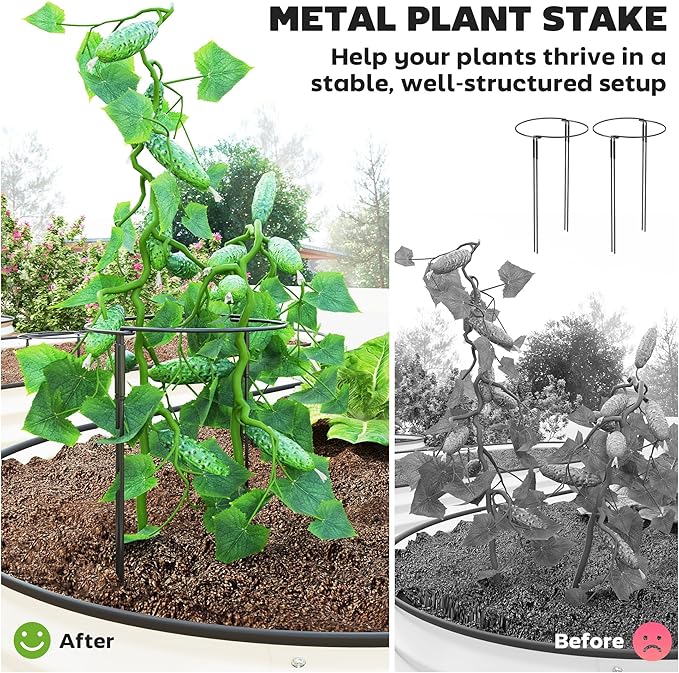 Outsunny 2PCS Galvanized Raised Garden Bed, 7' x 3' x 1' Raised Beds for Gardening with Plant Support Stakes, Rubber Strap Edging and Gloves, Metal Planter Box for Vegetables, Flowers, Cream White