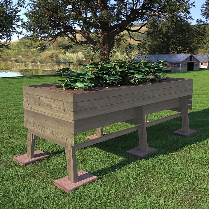 VEIKOU Raised Garden Bed 6 x 3 x 2FT, Raised Garden Beds Outdoor with 6 Legs, Detachable Liner, Garden Bed for Backyard, Patio, Balcony, 837lbs Capacity, Light Mocha Brown