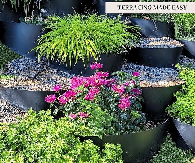 Dirt Locker Erosion Control Hillside Planters, 10-Pack-Brown—DIY-Raised Garden Bed Terracing Kit for Mild Slopes, 10°-24°-Geogrid Water Retention Planting Stabilizer-Retaining Wall Compatible