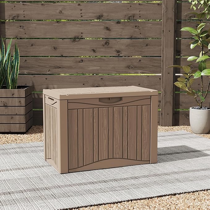 45GAL Deck Box -Grey,Lockable Patio Outdoor Storage Box for Furniture,Waterproof,Outdoor Cushions