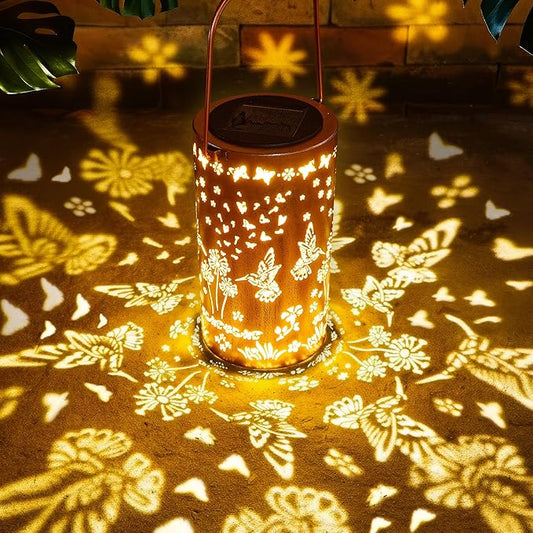 FLAGWIX Christmas Hummingbird Solar Lanterns Outdoor Waterproof, Garden Decor for Outside, Gifts for Women Men, Birthday Gifts for Mom Grandma, Decorative Lanterns for Garden Yard Patio Balcony Porch