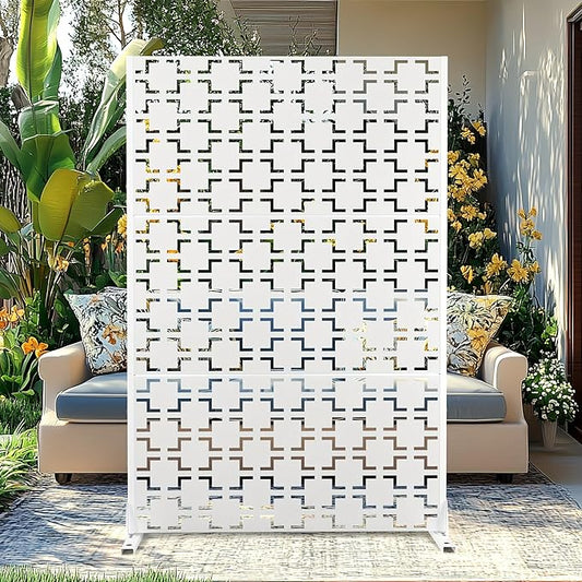 Outdoor Privacy Screen,72" H×47" W Metal Privacy Screen, Freestanding Privacy Fence Panels for Patio
