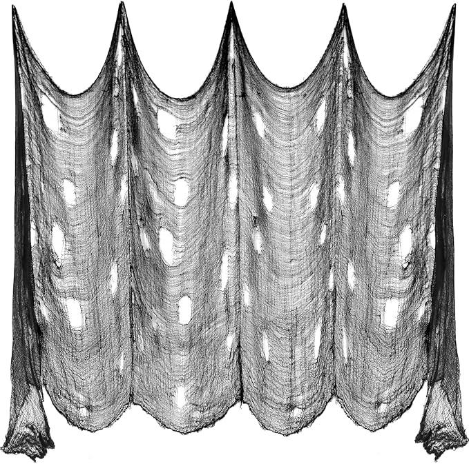 ZeeDix Halloween Black Creepy Cloth 79 x 200in Giant Spooky Cheesecloth Halloween Decoration Scary Gauze Cloth for Party Supplies Haunted Houses Outdoor Yard Home Wall Doorways Decor