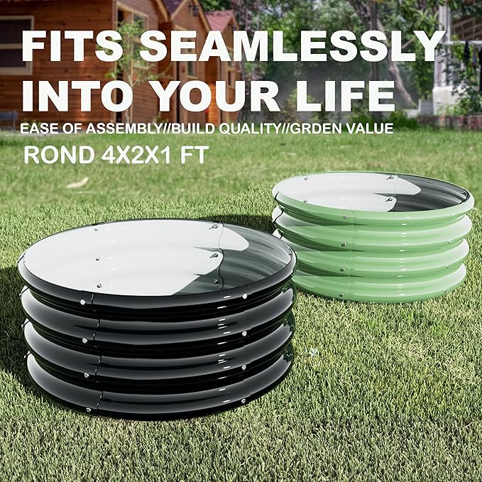 3Pcs 2X2X1ft Round Raised Garden Bed Kit,Galvanized Raised Garden Beds Outdoor, Metal Planter Box Steel Kit Flower Herb,Vegetables..Black