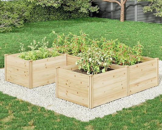 AMERLIFE U-Shaped Raised Garden Bed, 7.5Wx6Dx1.6H Free Combination Outdoor Wooden Raised Garden Bed Planter with 19.6" Depth Planter Box
