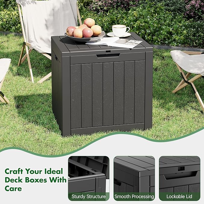 NBYSGO Outdoor Storage Box, Resin Deck Boxes Indoor and outdoor, Waterproof Storage Box Lockable Lid (Black,32 Gallon)