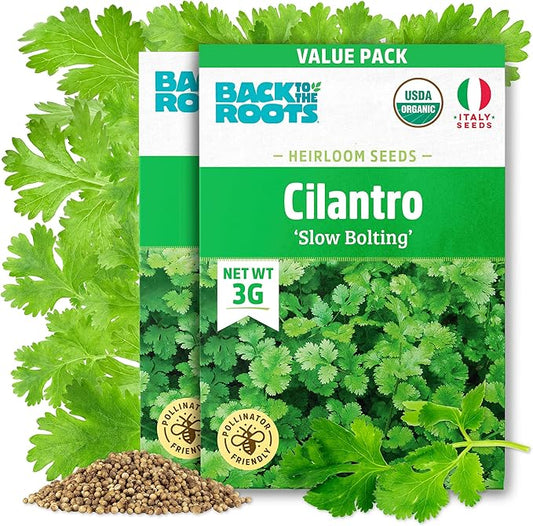 Back to The Roots 100% Organic Seed Packets Cilantro 'Slow Bolting' (Pack of 2)