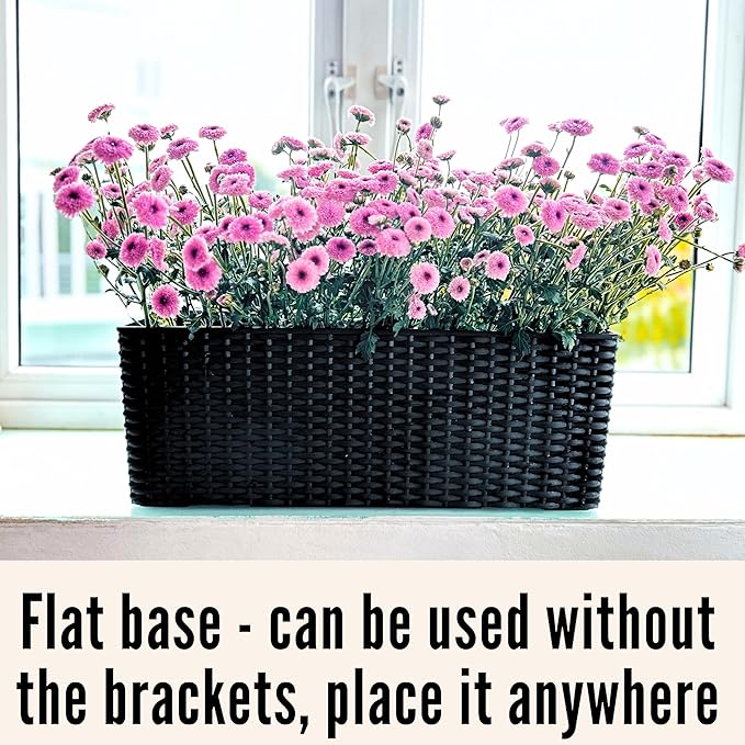 LaLaGreen Outdoor Wall Planters (20 Inch, 4 Pack) Wall Mounted Self Watering System Window Flower Boxes with Bracket, White Rectangular Plant Pot Container Indoor Modern Garden Herb Kitchen Home Decor