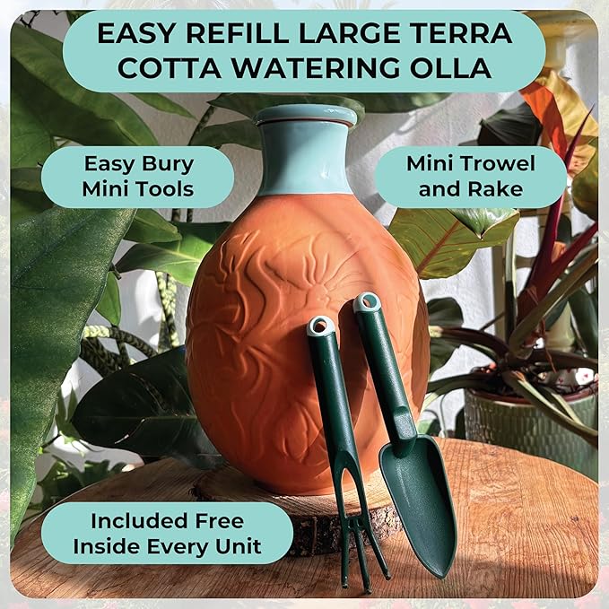 Olla for Watering Plants 160oz 1.25 Gallon XXL OYA Irrigation Clay Water Pot Self Watering Terracotta Pot