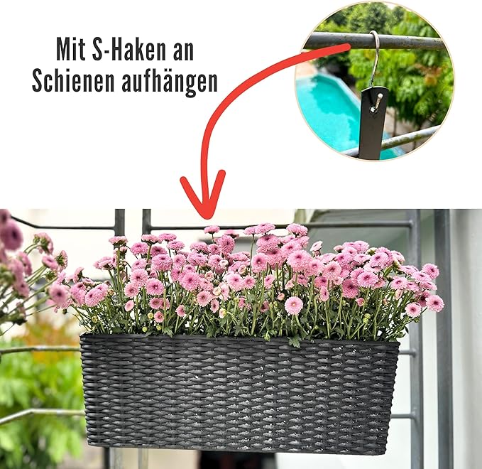 LaLaGreen Outdoor Wall Planters (20 Inch, 4 Pack) Wall Mounted Self Watering System Window Flower Boxes with Bracket, White Rectangular Plant Pot Container Indoor Modern Garden Herb Kitchen Home Decor