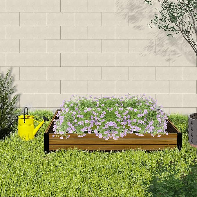 Elevated Wooden Raised Garden Planter Outdoor Flower & Vegetable Box for Patio, Backyard, or Garden - Durable, Weather-Resistant Design - 47.2" x 47.2" x 6.3" (Brown)