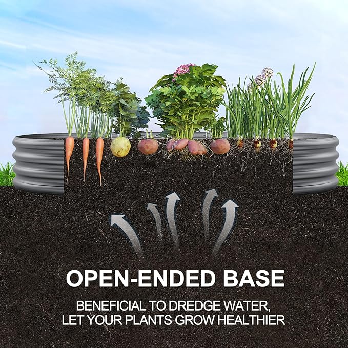 Land Guard 2Pcs Galvanized Raised Garden Bed Kit, Galvanized Planter Oval Large Metal Raised Garden Boxes Outdoor for Vegetables (Modern Grey)