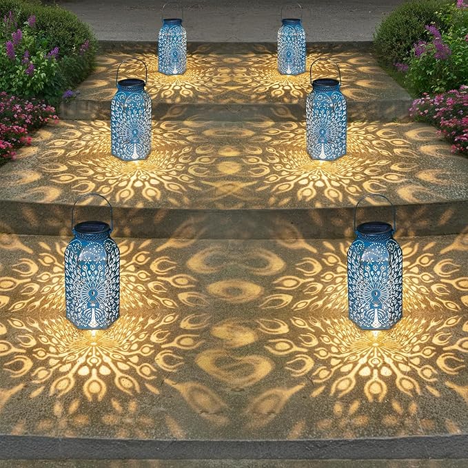 Christmas Gifts for Women Solar Lanterns Outdoor Waterproof Peacock Garden Gifts Mom, Big Solar Lights, Garden Decor, Yard Art, Mothers' Day Birthday Gifts Grandma Grandpa(2Pack, Blue Gold