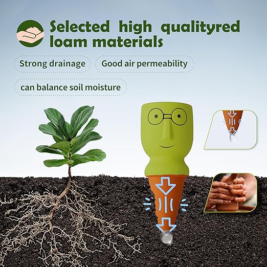 4 Pack Terracotta Watering Spikes, Self-Watering Plant Stakes for Indoor & Outdoor Potted Plants with 12 oz Plastic Bottles for Ideal Auto Watering Devices for Plants During Vacation