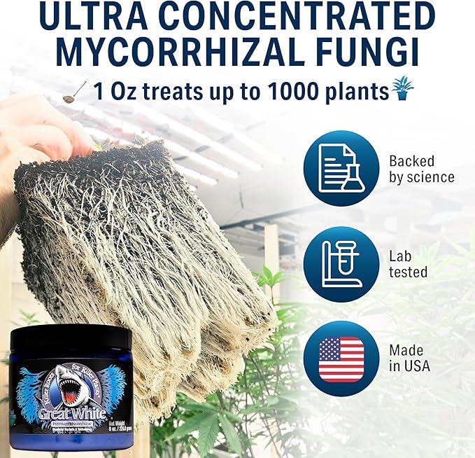 Great White Mycorrhizal Fungi, Beneficial Bacteria for Plant Growth, Root Stimulator, Concentrated 3-in-1 Formula by Plant Success (32 oz)