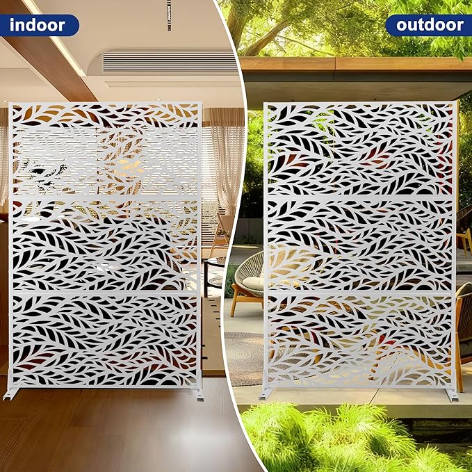 Outdoor Privacy Screen,72" H×47" W Metal Privacy Screen, Freestanding Privacy Fence Panels for Patio