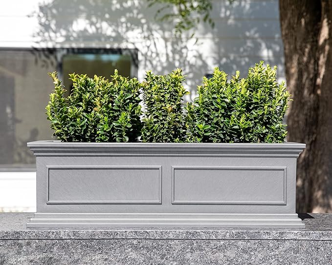 Veradek Brixton Window Box Plastic Planter - Large Rectangular Planter for Outdoor Balcony/Windowsill | Crack-Resistant All-Weather | Classic Estate Design for Flowers, Herbs, Succulents