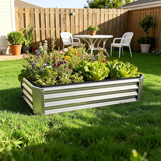2 Sets 4 x 2 x 1 ft Raised Garden Bed Liner Bag, Breathable Grow Bed Fabric Liners with Clips and Gloves, Garden Box Non Woven Bag for Outdoor Plants Growth Keep Soil Isolation (Rectangular)